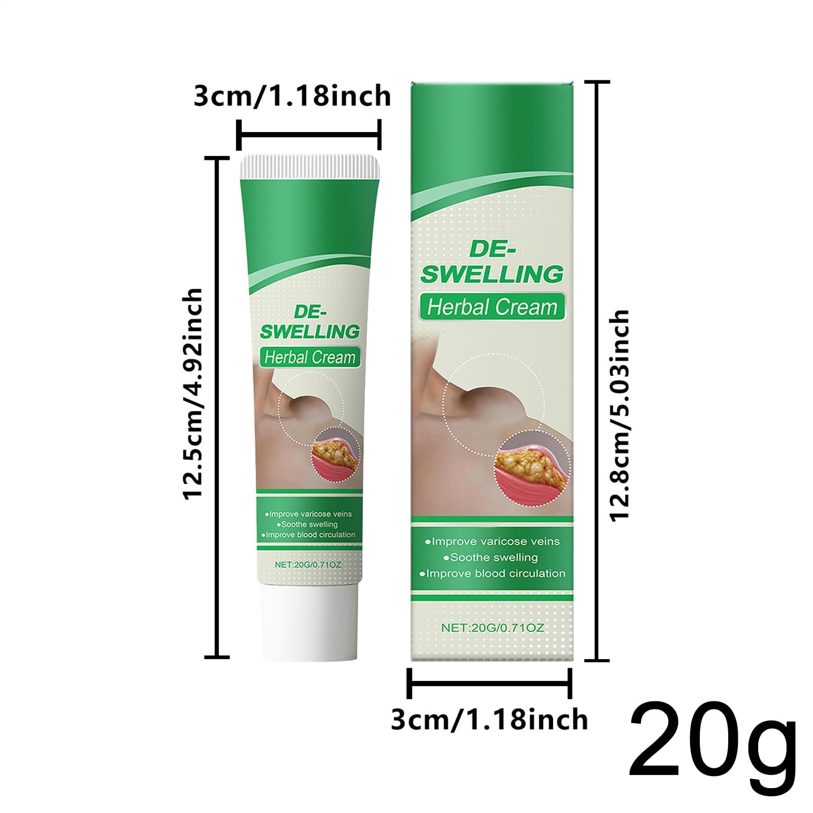 Crème Détox Lymphatique Her-Bal, Baume Naturel Hydratant Doux, Crème Anti-Gonflement Naturelle pour les Jambes, Lotion Apaisante Anti-Cellulite, Soulage les Poches