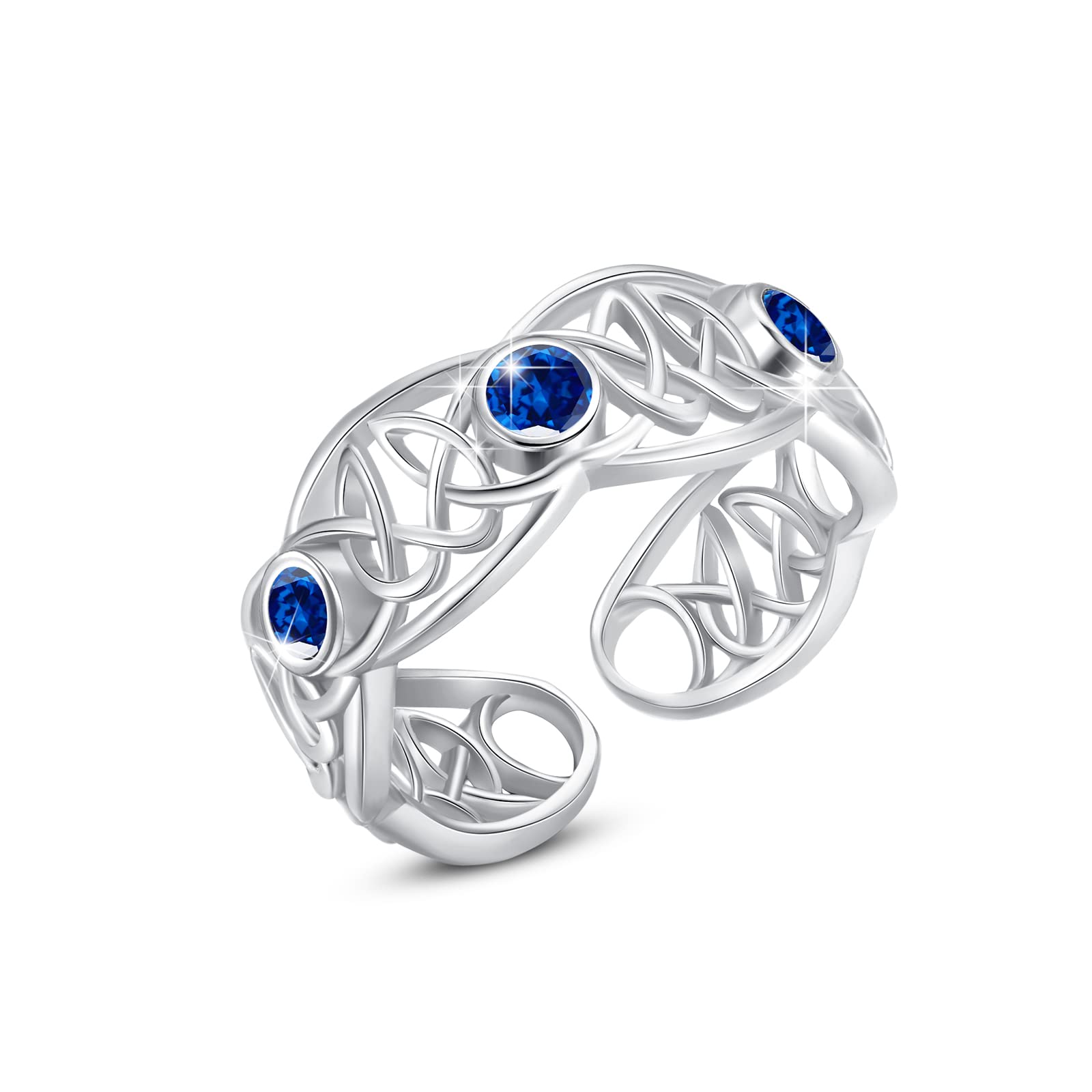 ZIPPICE Anillo celta de plata de ley 925, 12 piedras natales, anillo de compromiso ajustable, anillos boho para mujer, joyas de cumpleaños para mujeres, Plata de ley