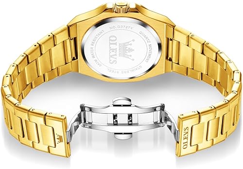 Miniatura 3 de OLEVS Reloj para hombre, de lujo, cuadrado, octogonal, de acero inoxidable, vestido de negocios, reloj de pulsera con números romanos, esfera