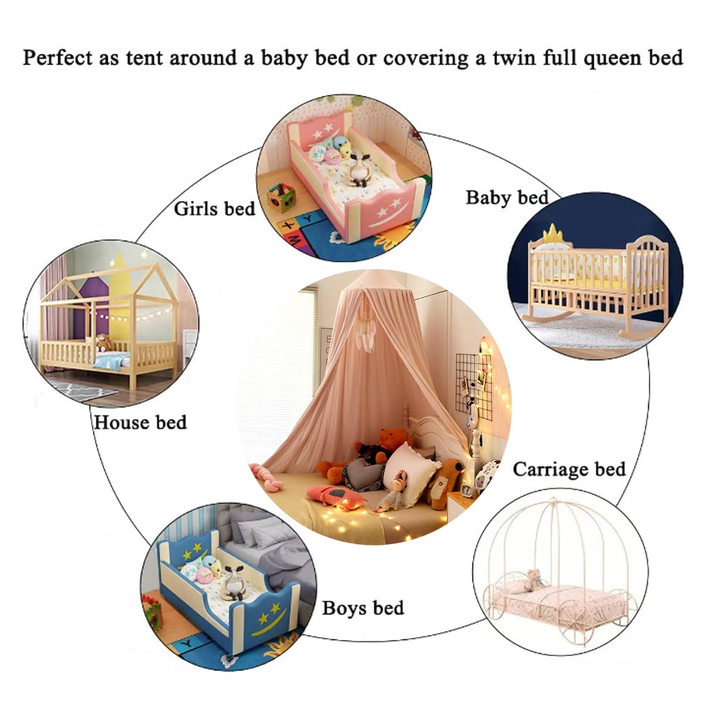 Ciel de Lit pour Bébé Moustiquaire en Dentelle et Bord à Volants Tente de Rêve pour Filles Princesse Décoration de Chambre à Coucher (Bleu,Taille unique)