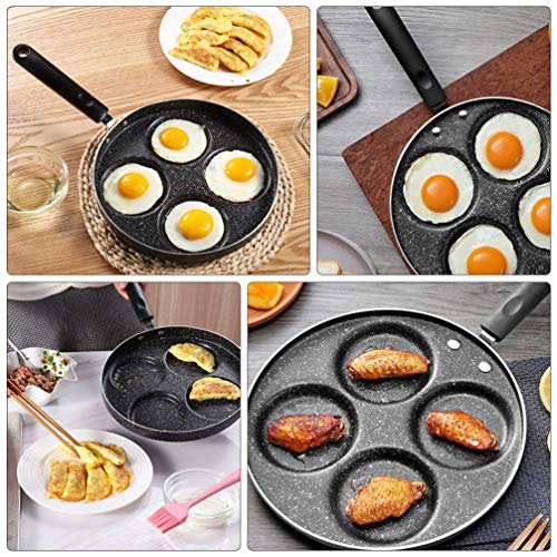 HEMOTON Frigideira para ovos com molde para 4 xícaras, panela antiaderente de ferro para cozinhar ov