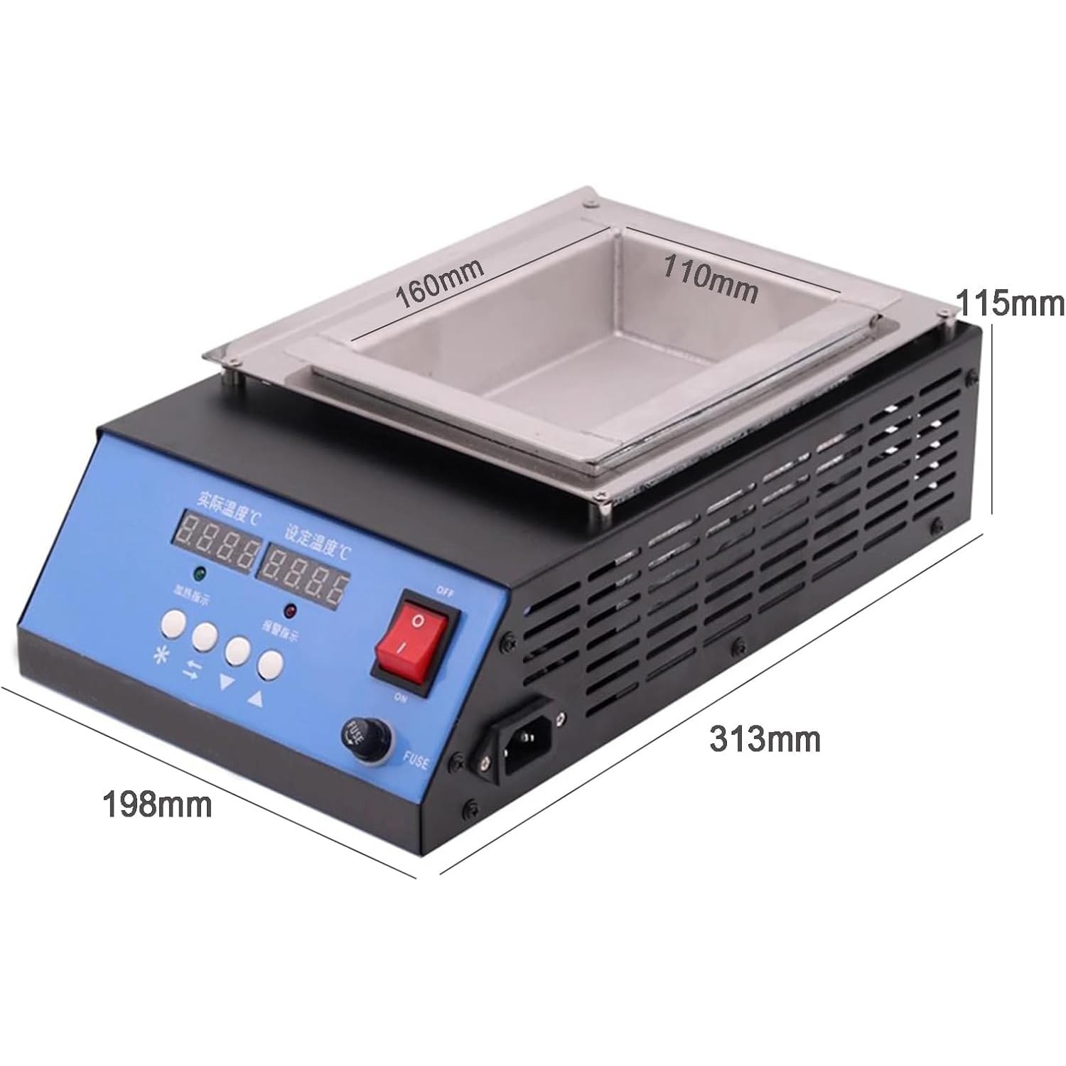 Solder Melting Pot, 1000 W regulowana temperatura 30-400℃, pojemność 5,7 kg do spawania i lutowania, kwadratowy ołowiany tytanowy design