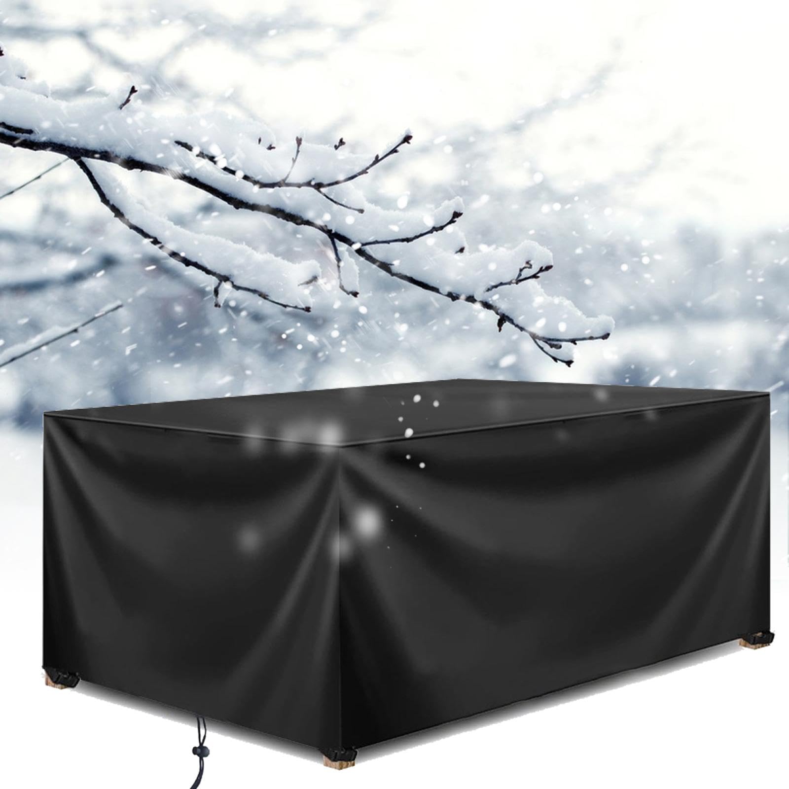 HNKDKJ Housse de Jardin Exterieur Imperméable Housse de Protection Salon de Jardin, 410x170x80cm/LxWxH 420D Tissu Oxford Rectangulaire Housse de Table de Jardin Étanche pour Chaise et Table de Jardin