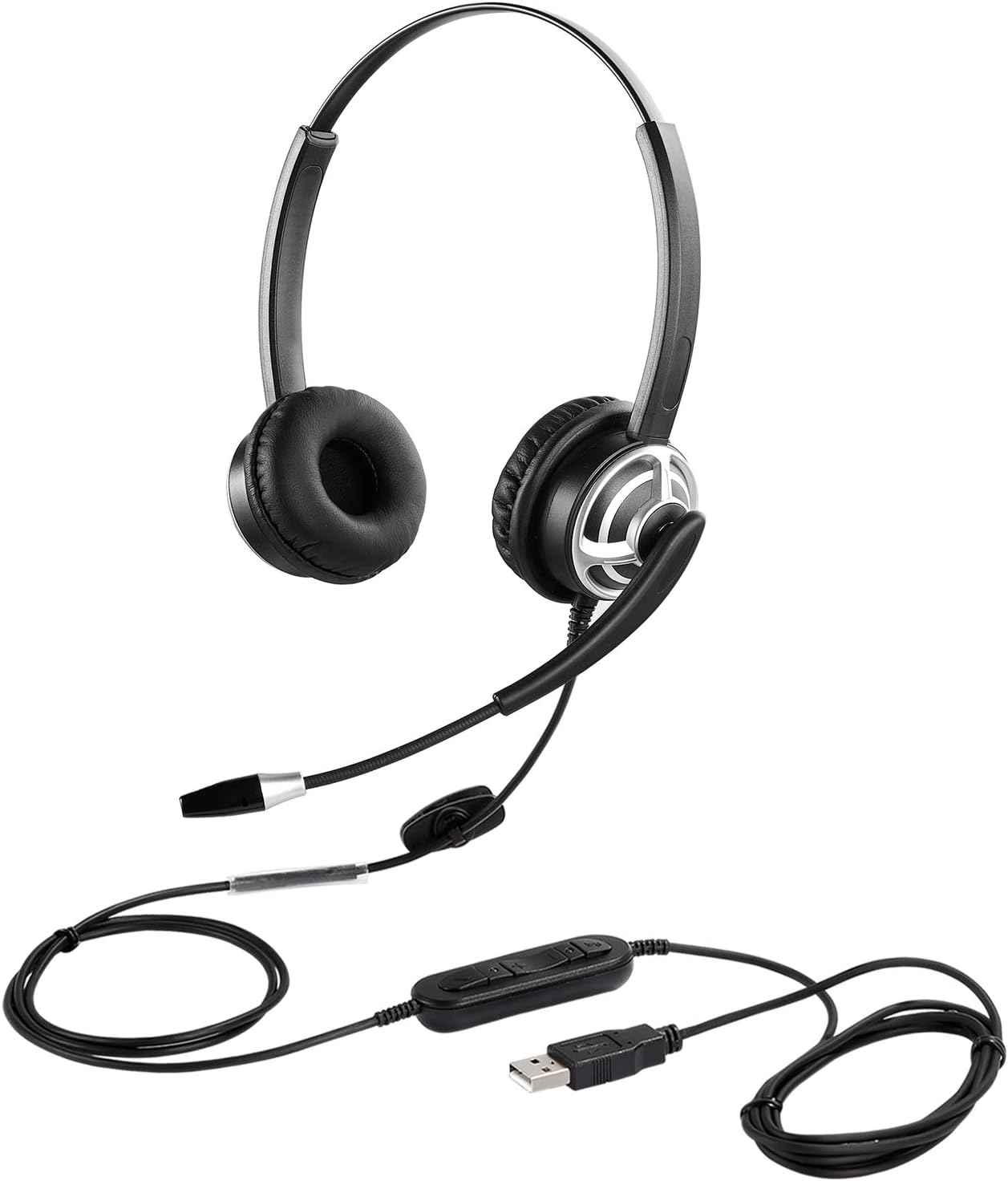 USB Computer Headset with Microphone Noise Cancelling and