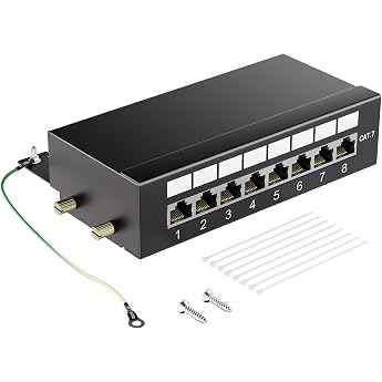 Shielded 8 Port CAT7 Patch Panel Distribution Panel 10Gbps