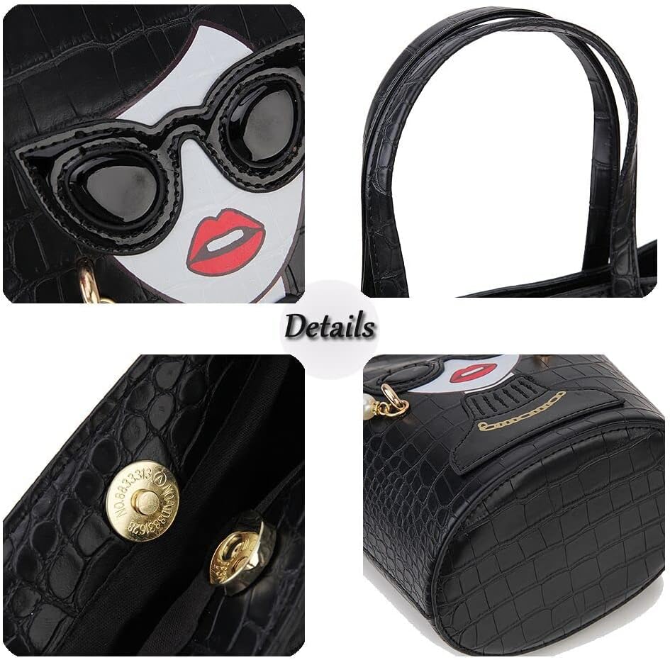 Novelty 3D Lady Face Purse Top Handle Satchel Handbags Clutch Purse for Women Unique Shoulder Bags - Image 6