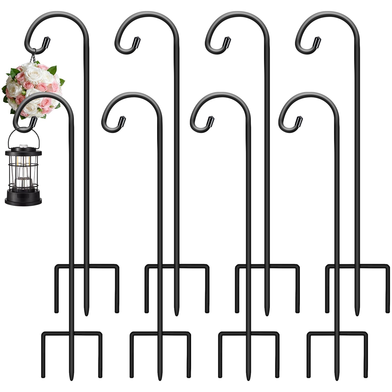 Gtongoko 24" Small Shepherd Hooks for Outdoor 8 Pack Garden Hooks for Decor