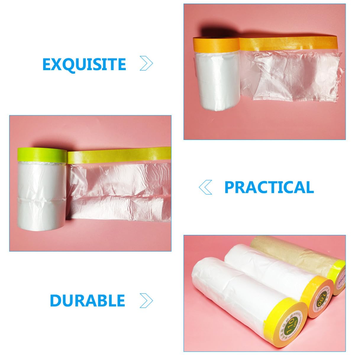 LIFKOME Schutzfolie für Autolackierung und Möbel Abdeckpapier aus Strukturiertem Papier mit Schwacher Klebkraft 6 Rollen Leichte Abdeckfolie zum Streichen und Renovieren