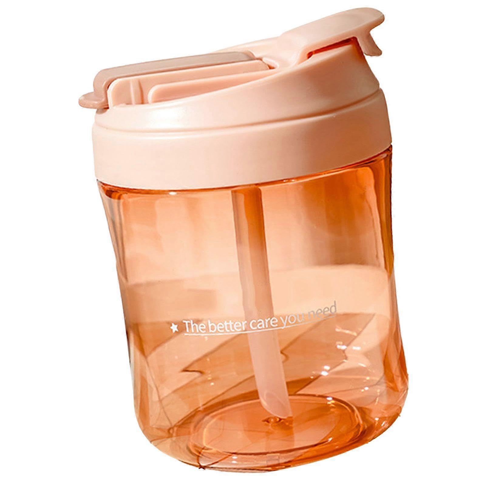 JOYHAPPST Pink Plastic Water Bottle With Straw Portable Cute Pot Belly Bottle for Hiking Walking Outdoor Sports