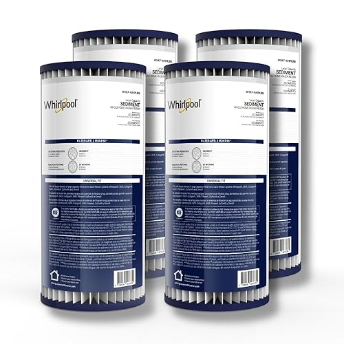 Whirlpool Filtro de agua plisado de gran capacidad para toda la casa WHKF-WHPLBB, caja completa de 4 paquetes, certificado NSF de 30 micrones,