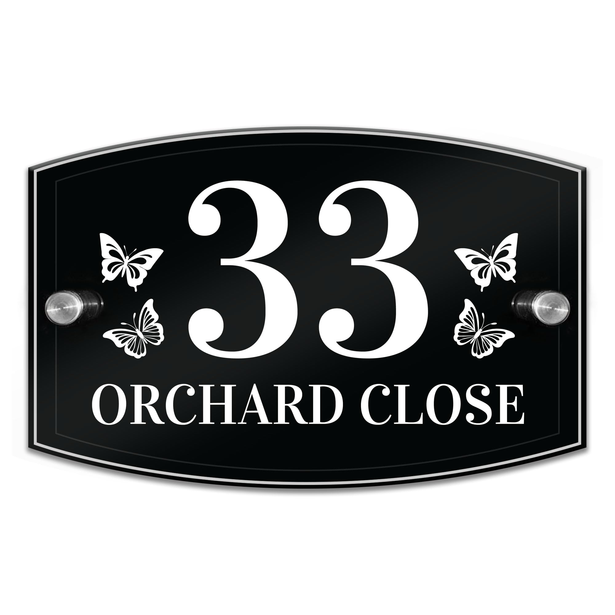 Red Ocean Personalised Black House Signs Plaques Door Numbers 1-9999, Custom Name Address Sign, Mirror Effect Acrylic, Custom Door Number Sign, House Address Plaque
