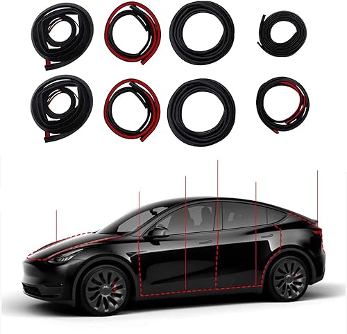 FASTCHE Kit de sellado de puerta de cuerpo completo para Tesla Model Y 2020-2023, adhesivos de goma insonorizados, accesorios exteriores (8 unidades)