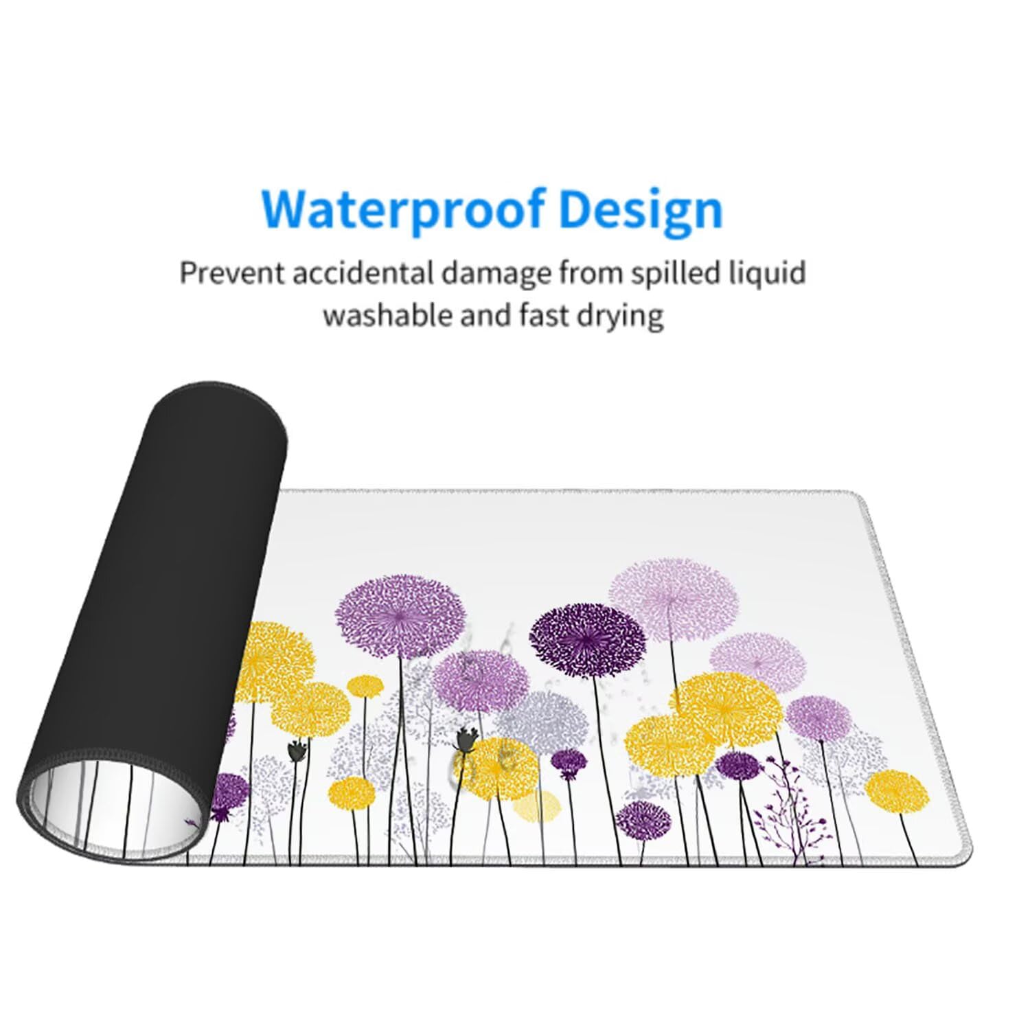 Biała podkładka pod mysz pod mysz pod mysz do gier XXL 1400 x 600 x 3 mm podkładka pod mysz gumowa kwiat duża podkładka pod rękę gracz akcesoria wodoodporne PC, do klawiatury laptopa w-9756