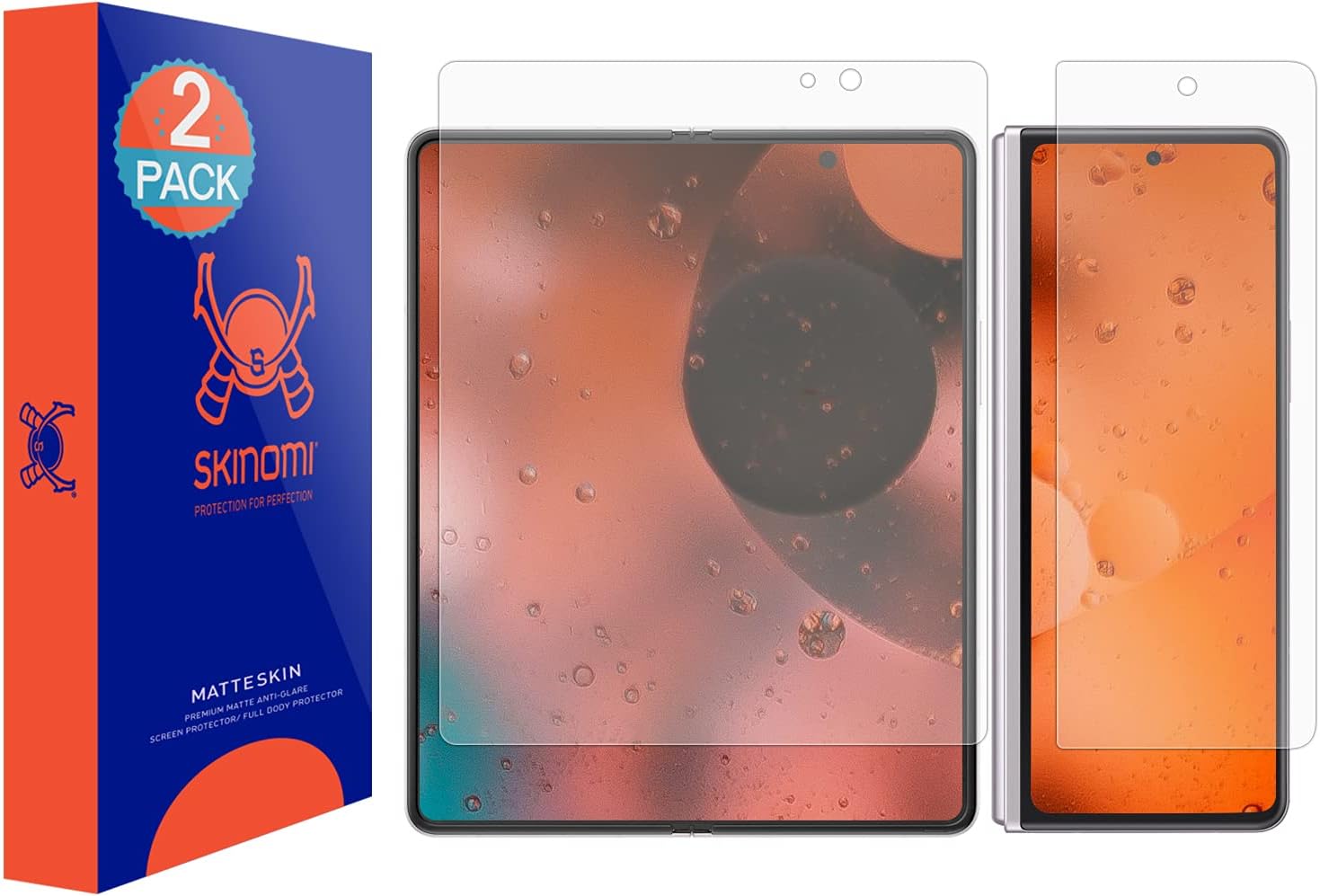 Skinomi Matte Screen Protector Compatible with Samsung Galaxy Z Fold 3 (2-Pack) Anti-Glare Matte Skin TPU Anti-Bubble Film