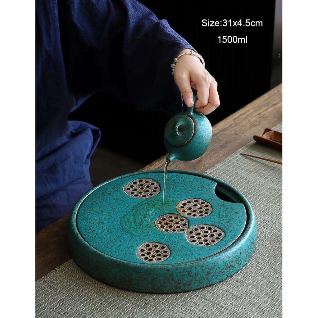 Taca na herbatę, ceramiczna taca na herbatę, chińska taca do serwowania herbaty z ociekaczem, stolik kawowy, taca na stół ze zbiornikiem na wodę, czajniczek do ceremonii parzenia herb