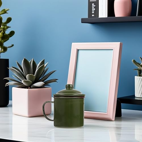 Miniatura 8 de jojofuny 2 tazas esmaltadas con tapa, versátiles tazas de café y jugo para acampar al aire libre, senderismo y uso doméstico, ocasiones ligeras