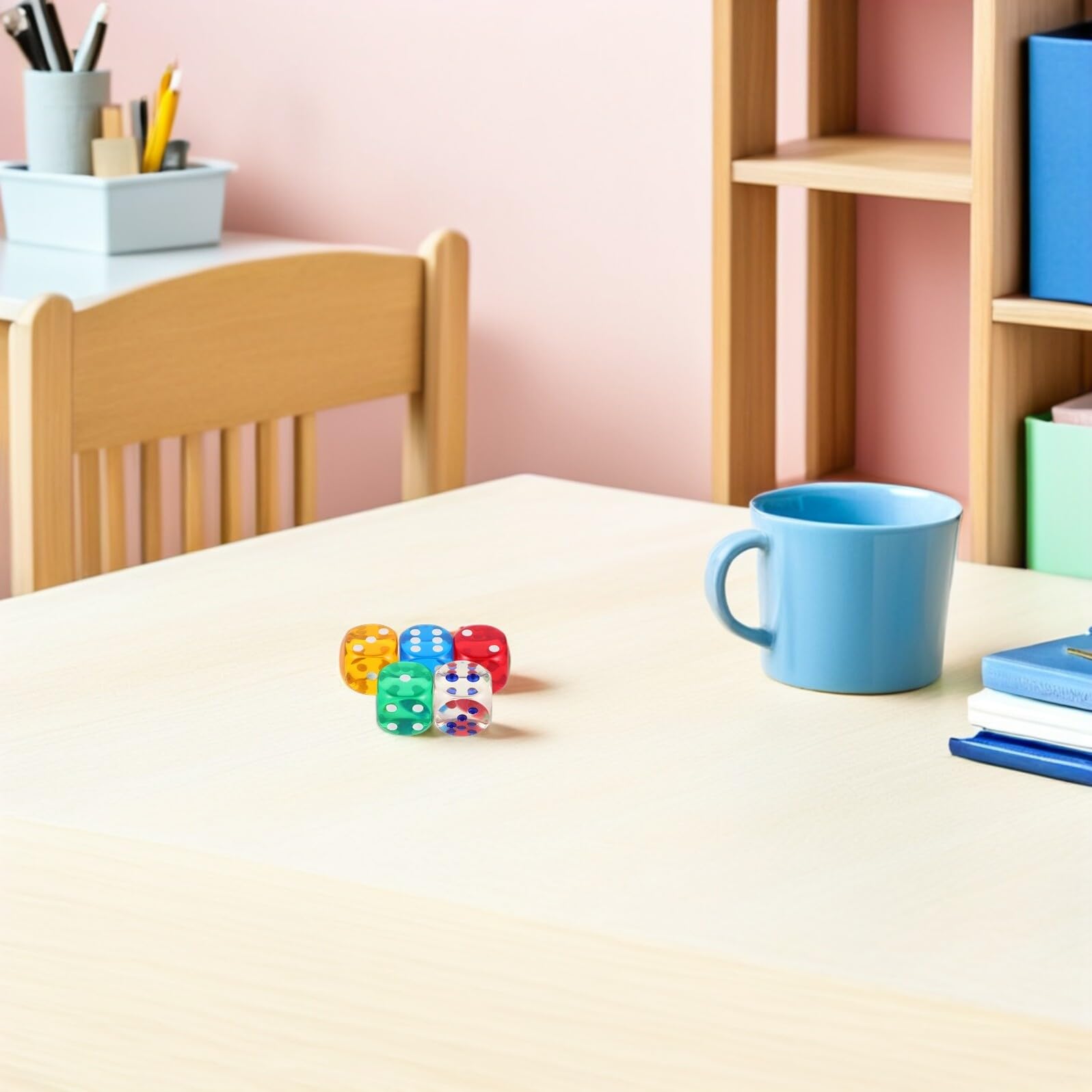 ORFOFE 20 Piezas Dados Translúcidos de Arcoíris Dados Acrílicos Redondeados para Mesa Enseñanza Matemática Aulas Fiestas