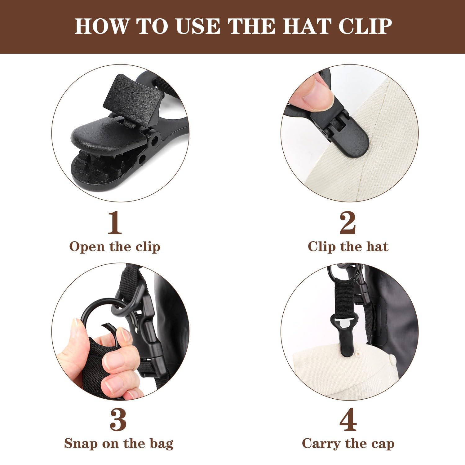 Clip Sombrero Bolso, 2 Piezas Pinzas para Sombrero, Clips de Sombreros para Viajes, Clips Sombreros Multifuncional para Hombres Mujeres, Bolsa de Viaje, Maleta, Accesorios Bolsos (A)