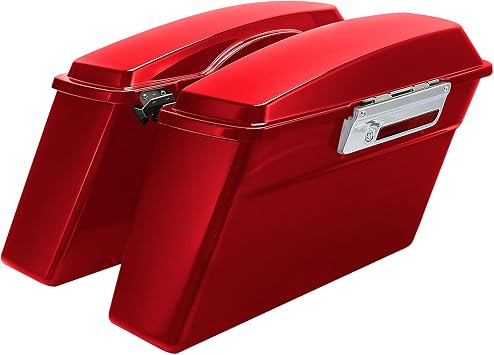 XMTMOTO Hard Saddlebags Saddle bags W/Lid Latch Key Fit for Harley 1994-2013 Touring models road glide road king ultra street glide electra glide and 1984-2017 Softail models Red
