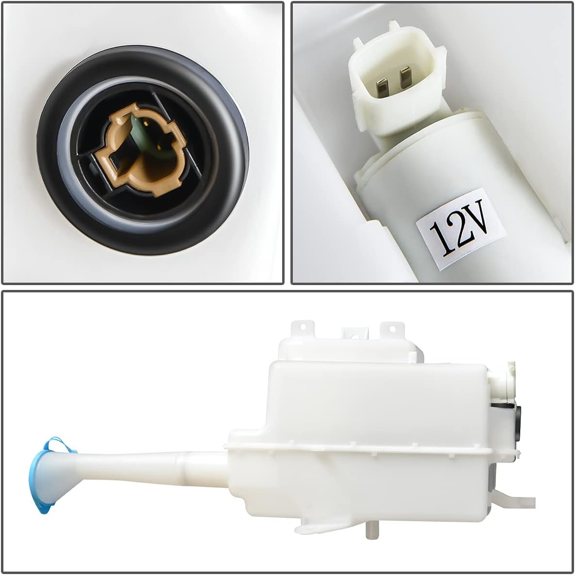 Auto Dynasty NI1288126 Factory Style Car Windshield Washer Reservoir Tank - Reservoir Cap | Filler Tube | Fluid Level Sensor | Washer Fluid Pump - Compatible with Maxima 04-08, White