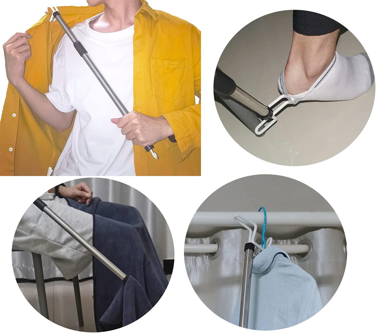 TOPFENG 26 Inches Long Dressing Stick, Fully Adjustable Dressing Aid for Shirts, Shoes and Socks, Stainless Steel Material : Health & Household