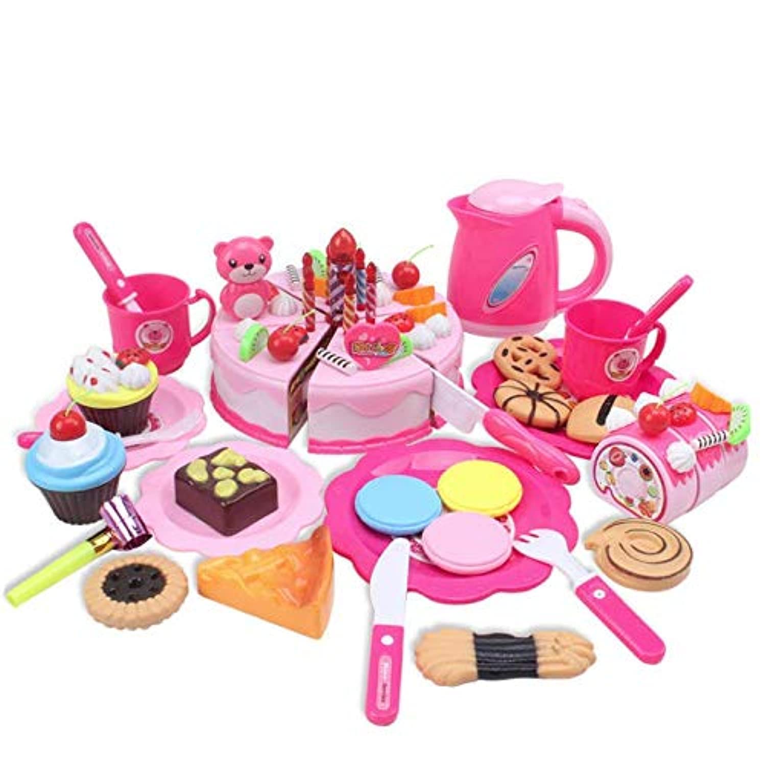 Children's house simulation happy birthday cake cut to see children's house kitchen kitchen utensils toys cut pink