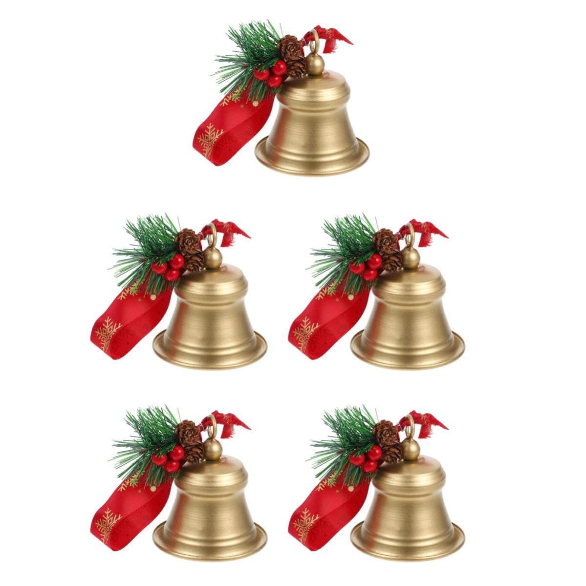 TOYANDONA 5 Piezas Campana Colgante Navideña Dorada de Hierro para Puerta