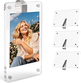 4Pcs Car Clip Picture Holder,Personalized Car Picture Frame,Acrylic Car Photo Holder,Magnetic Car Sun Visor