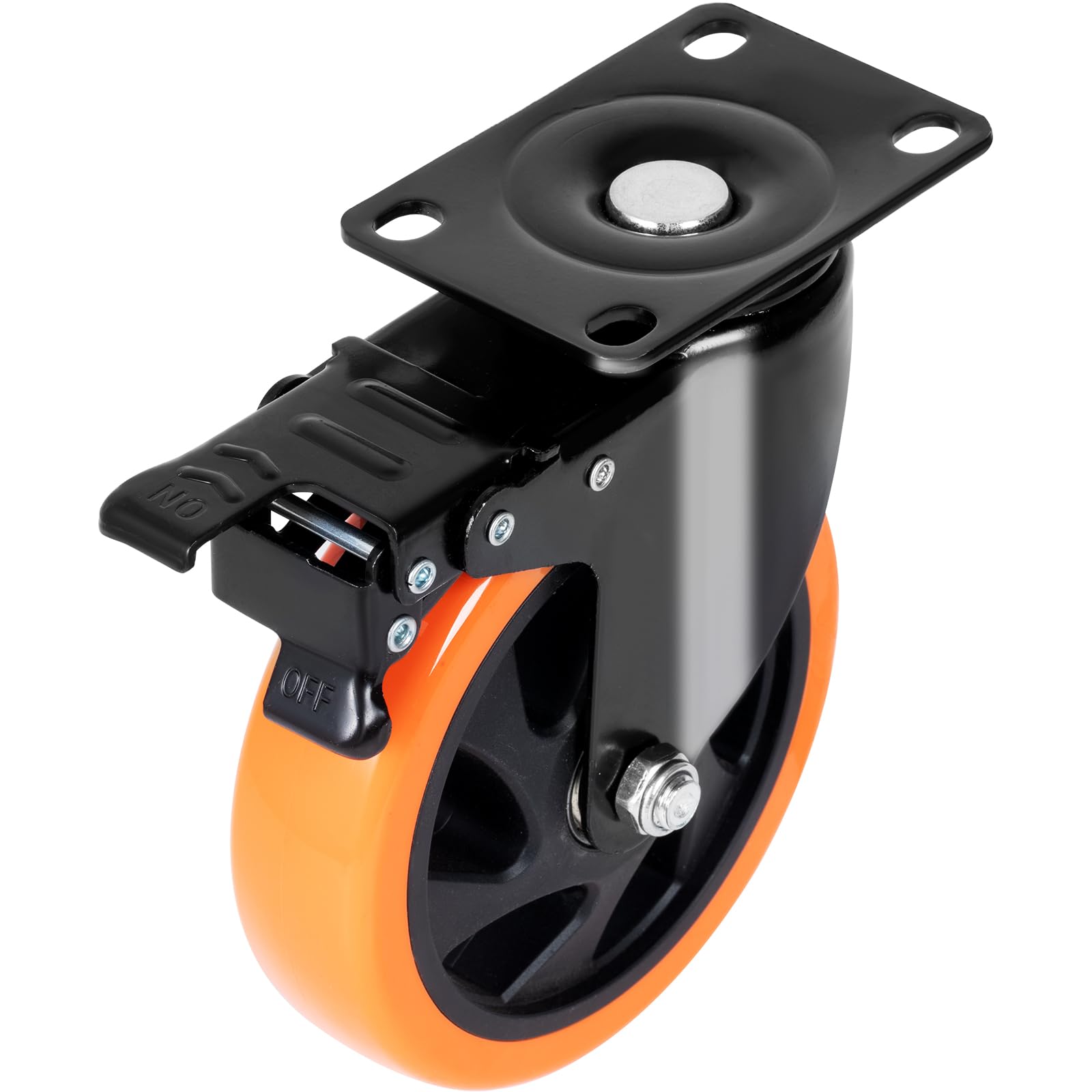 VEVOR Roulettes Pivotantes Lot de 4 Roulettes pour Meubles Industrielles 101,6 mm Roues Silencieuses en PVC avec Frein à Verrouillage A/B Capacité de Charge 159 kg par Roulette pour Chariots Établis
