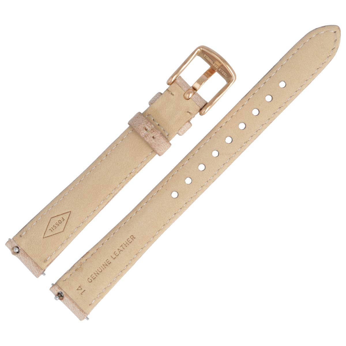 Fossil Uhrenarmband 14mm Leder Beige Rosegold - ES-3487 | LB-ES3487
