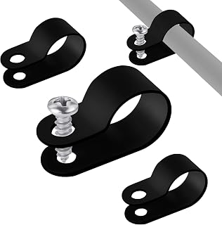 MJIYA 100 Pack 1/4 Inch R-Type Clip Cable Fastener Wire Clamp Nylon Screw Mounting Electrical Grip Wire Clips with 100 Pack Screws for Wire Management (1/4 Inch, Black)