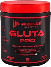 Gluta Pro – 100% Pure L-Glutamine Powder | Unflavoured – 250g (Pack of 1, 50 Servings) | Supports Muscle Growth, Faster Recovery & Immunity | No Sugar, Fillers, or Preservatives