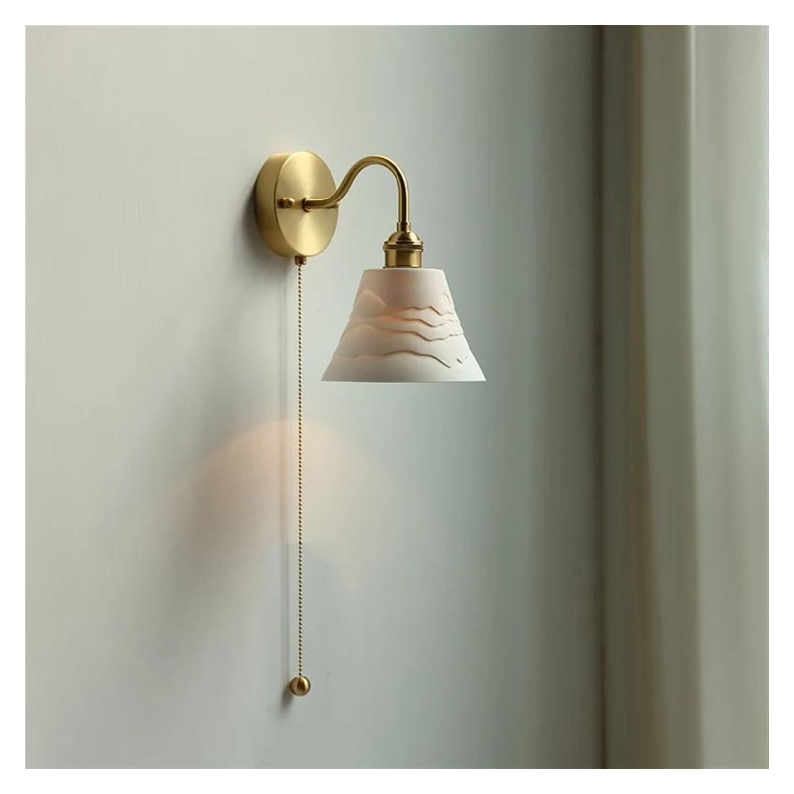 JYBNBBE Wall Sconces, Modern LED Bathroom Mirror Light Pull Chain Switch Bedroom Home Lighting Nordic Copper Wall Lamp Sconce Luminaria,Ceramic