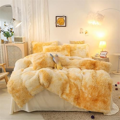 DOUBA Bedding Set 4pcs Double Double King Duvet Cover Sheet 2 Pillow Case Gradient Plush Super Soft Color D Size 220 240cm