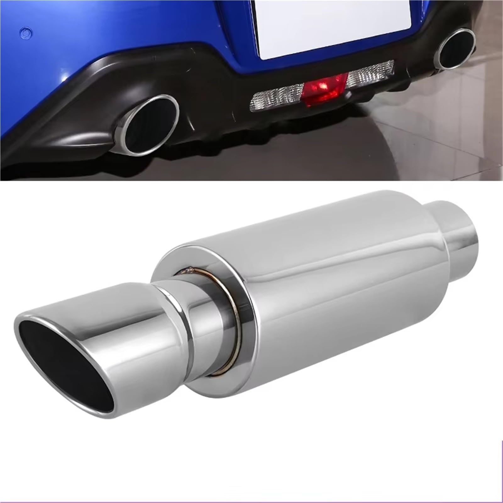 Terminale 1 pezzo Universale Per Sistemi Di Scarico Marmitta Punta Argentata Tubo Acciaio Inox Coda Posteriore Gola Dritta Auto Tubo Scarico