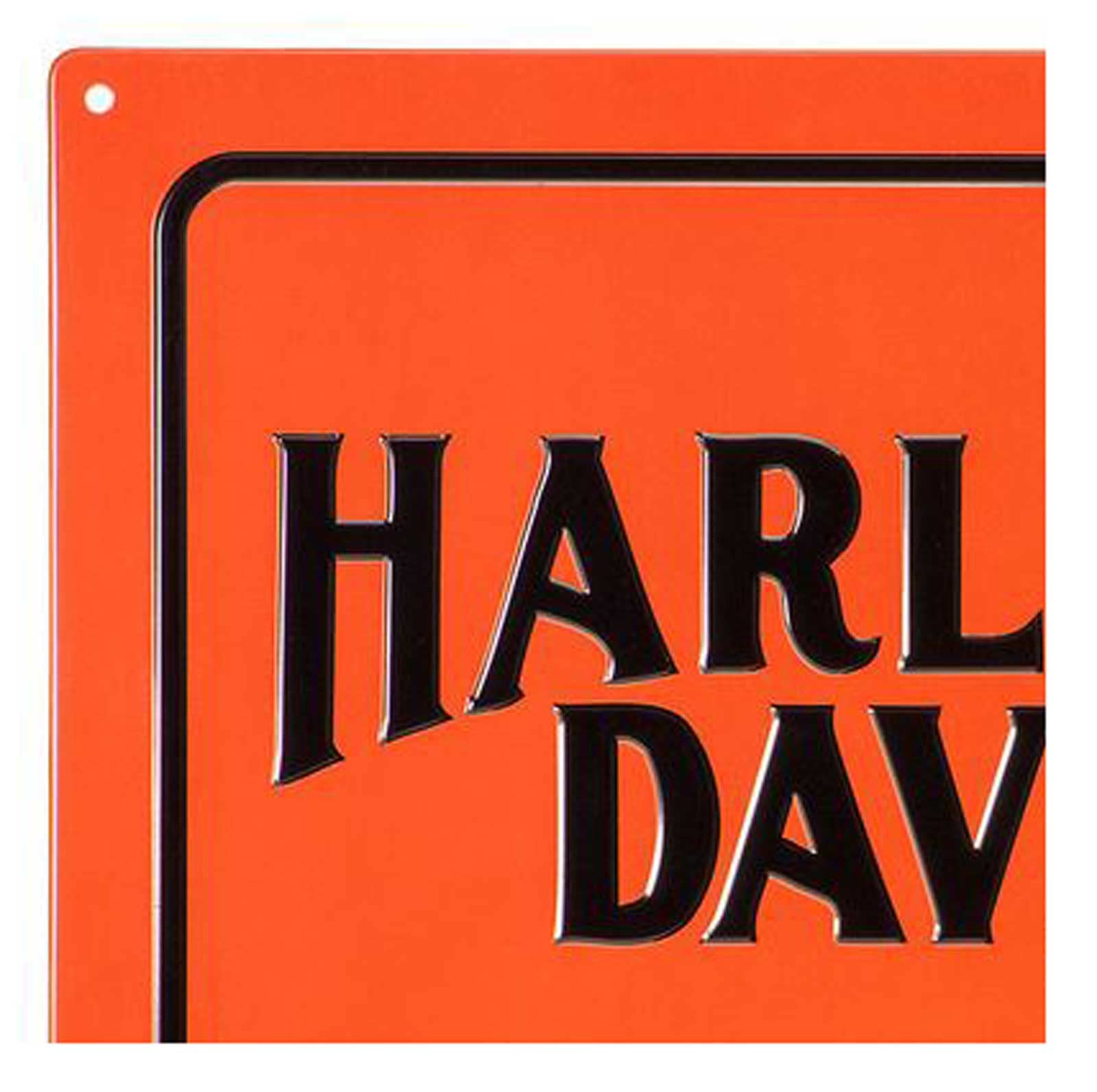 Harley-Davidson Embossed Racing H-D Logo Tin Sign - Orange, 15.75