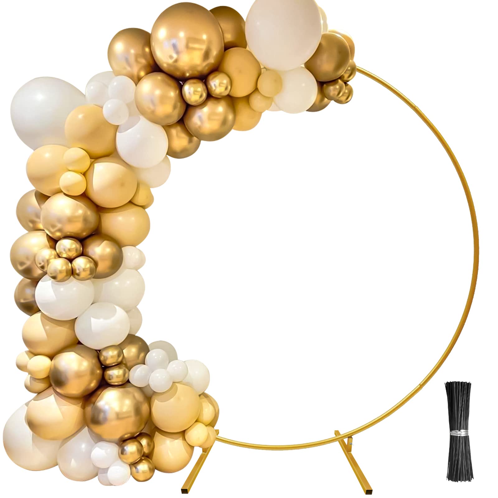 Backdrop arch black, Circle arch 7 ft, Wedding round arch gold, Wedding