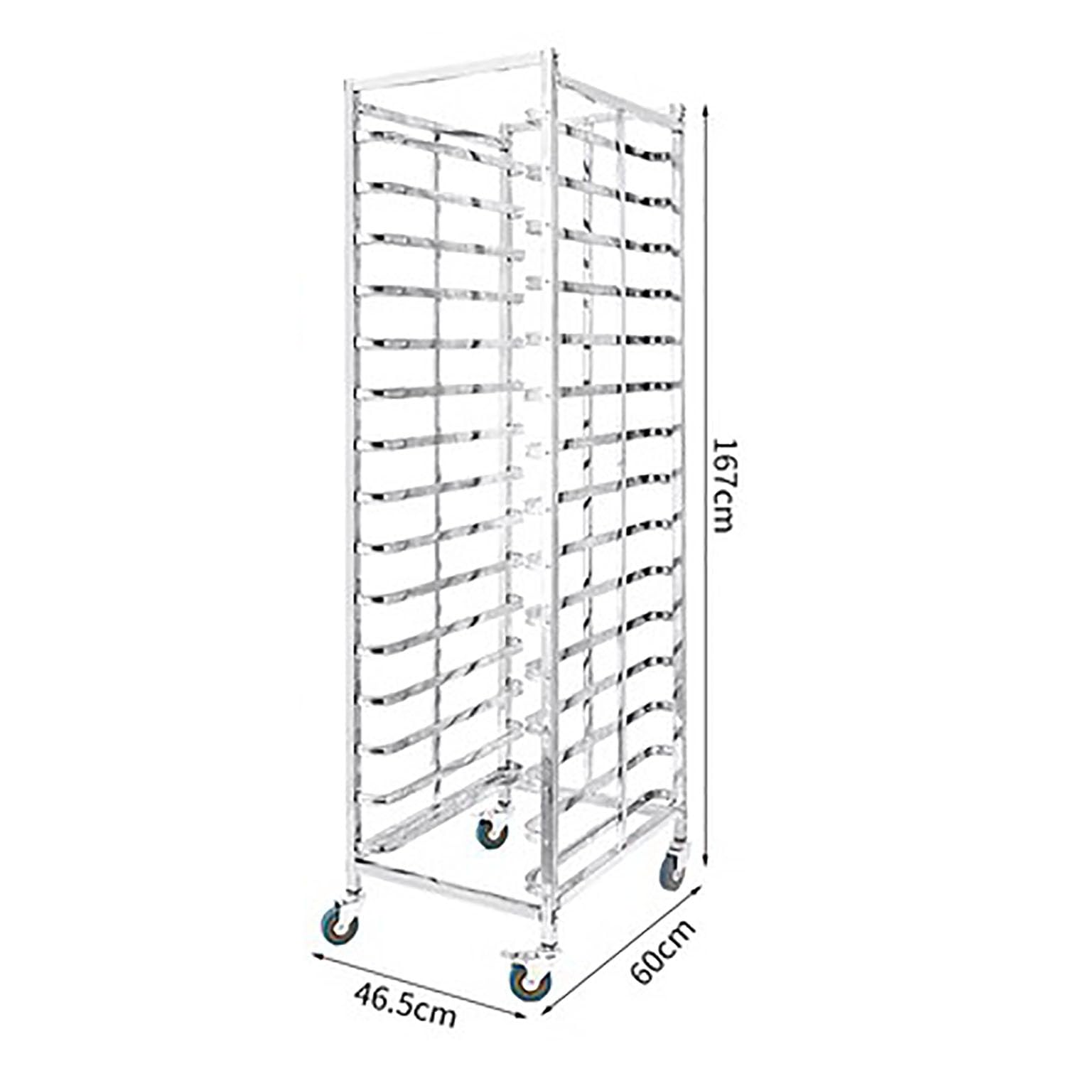 Estante para panadería de acero inoxidable resistente con ruedas, almacenamiento comercial para hornear y enfriar, amplio espacio para bandejas de hornear, ideal para panaderías y equipos de servicio