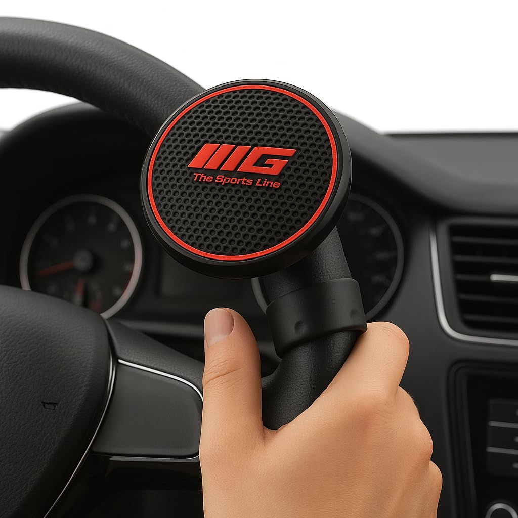 GH GENERIC HUB® Universal Steering Wheel Spinner Knob | Auxiliary | Booster | Aid | Control | Handle | Car Steering Wheel Strengthener | Auto Spinner Knob Red - Image 4 thumbnail