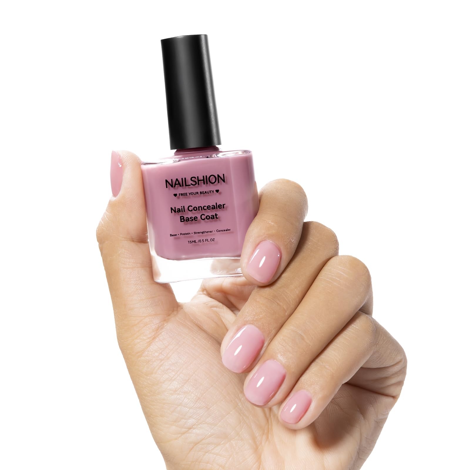 Nailshion Illuminating Nail Concealer Base Coat Ridge Filler Sheer Nail Polish Strengthener for Discolored or Damged Yellowing Nails