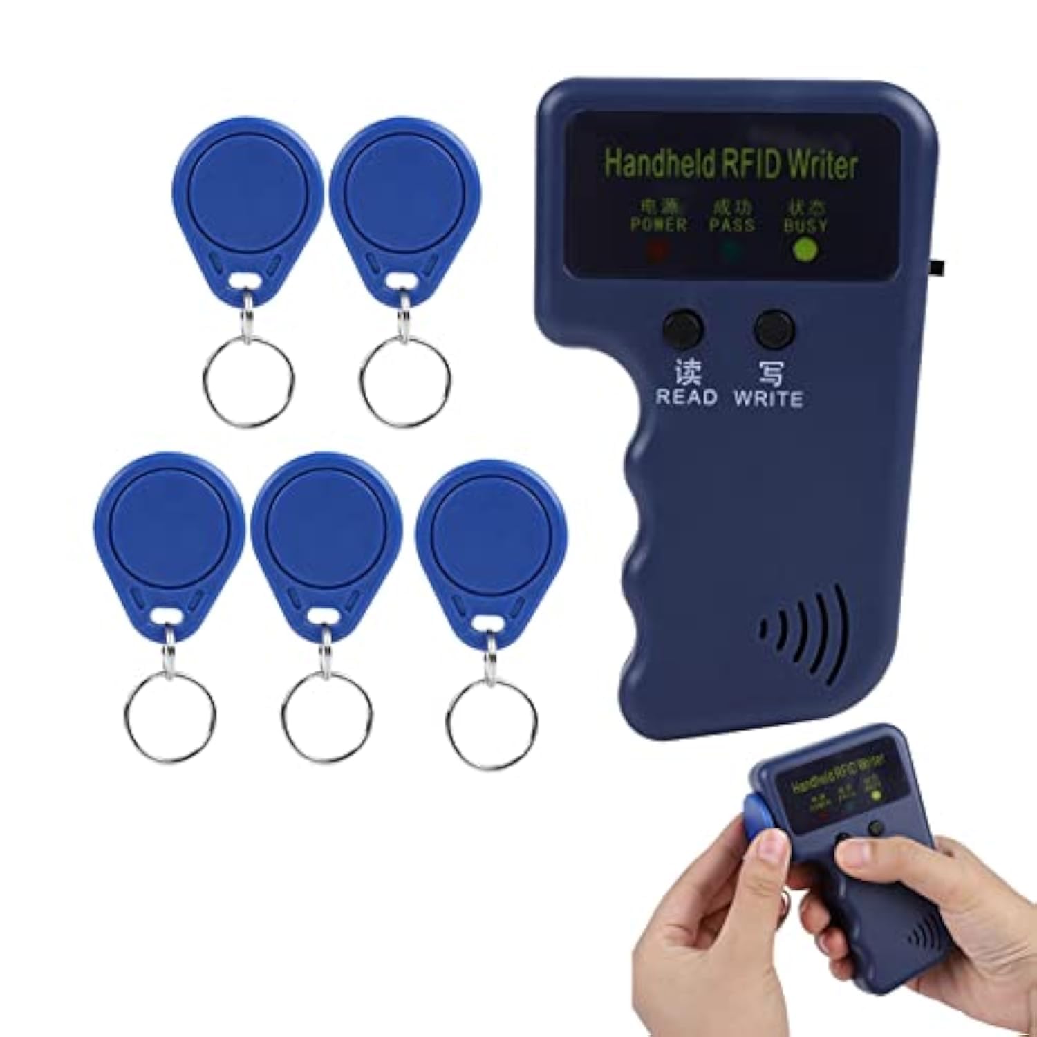 Scrittore/copiatore portatile di schede RFID | Duplicatore di schede identificative a 125 kHz con 5 tag scrivibili | Alta sensibilità e funzionamento rapido