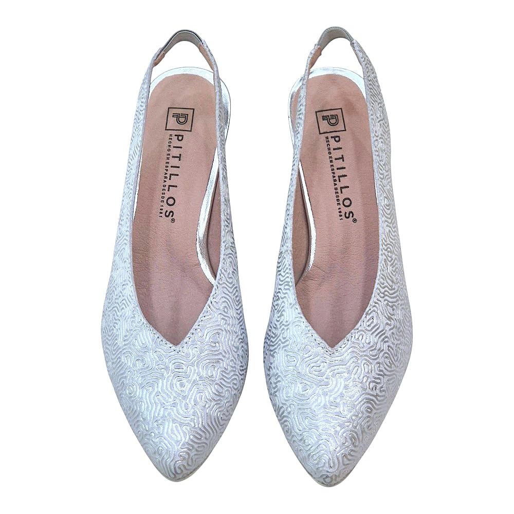 Pitillos - Zapato de Piel con tacón Medio,Destalonado,elástico en el Tobillo,clásico,salón,Punta Fina, para: Mujer