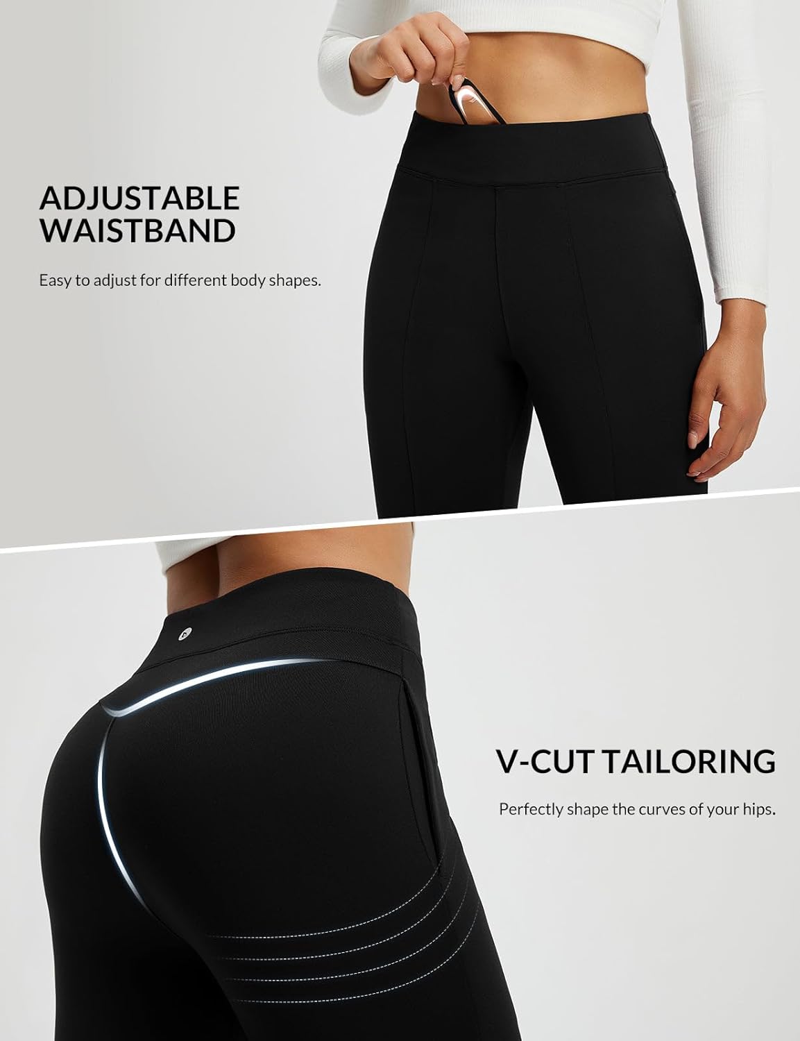 baleaf Women's Fleece Lined Pants Winter Flare Yoga Pants Warm Thermal Bootcut Leggings - Image 7