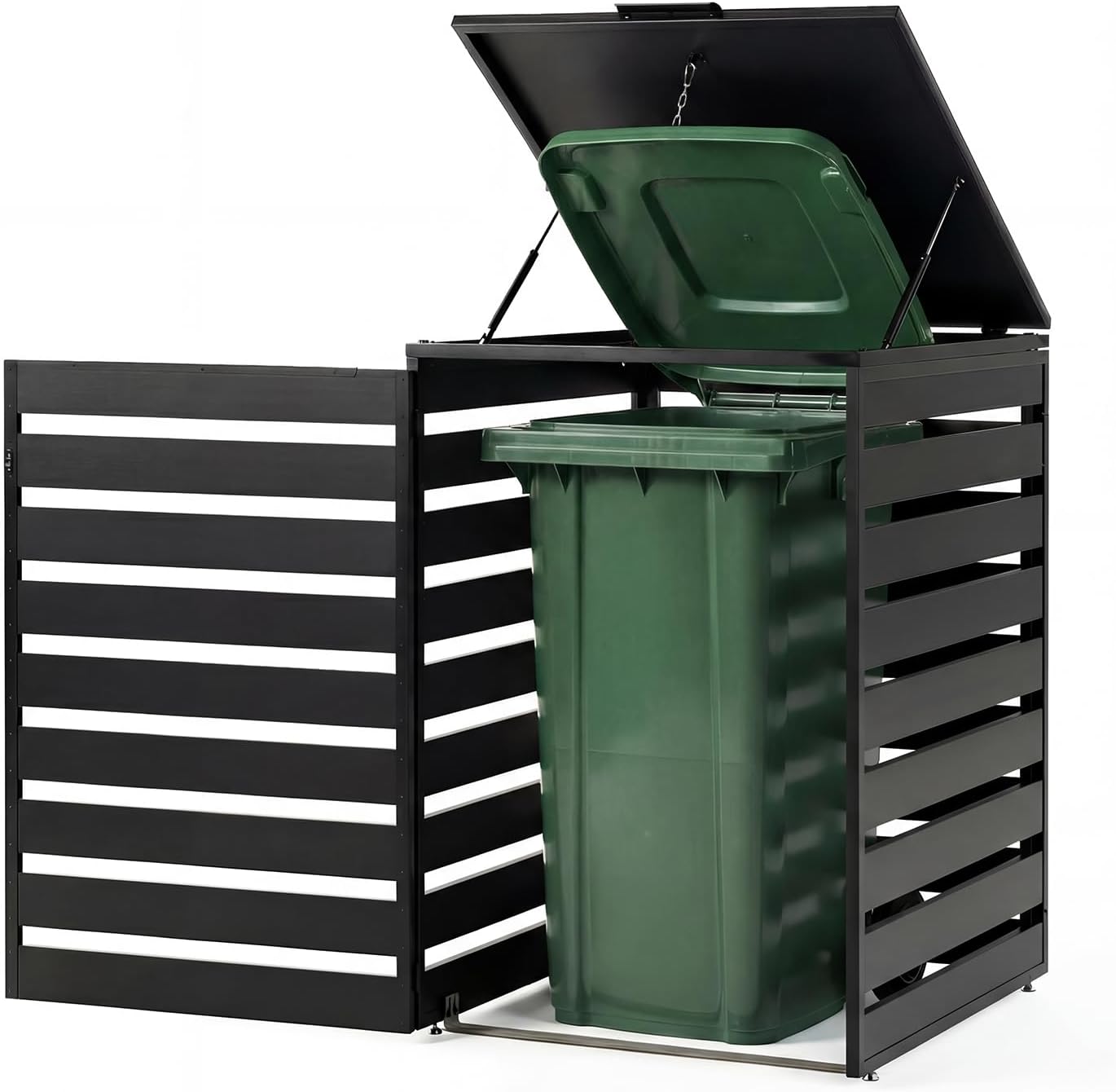 Mondaria Aluminum Alloy Trash Can Storage Shed, 39 Cu.Ft Outdoor Water-Resistant & Breathable Garbage Can Storage Shed, Black