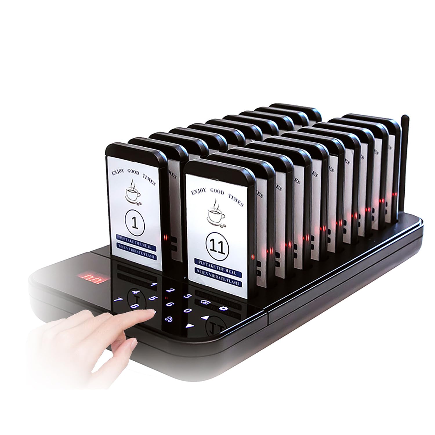 JSMDLN Restaurant Pager System,Wireless Calling Syste-20/30 Order Buzzers,1640ft Long Range Pagers,with Vibration Flash and Buzzer for Food Trucks Restaurant Bar 20*Receiver