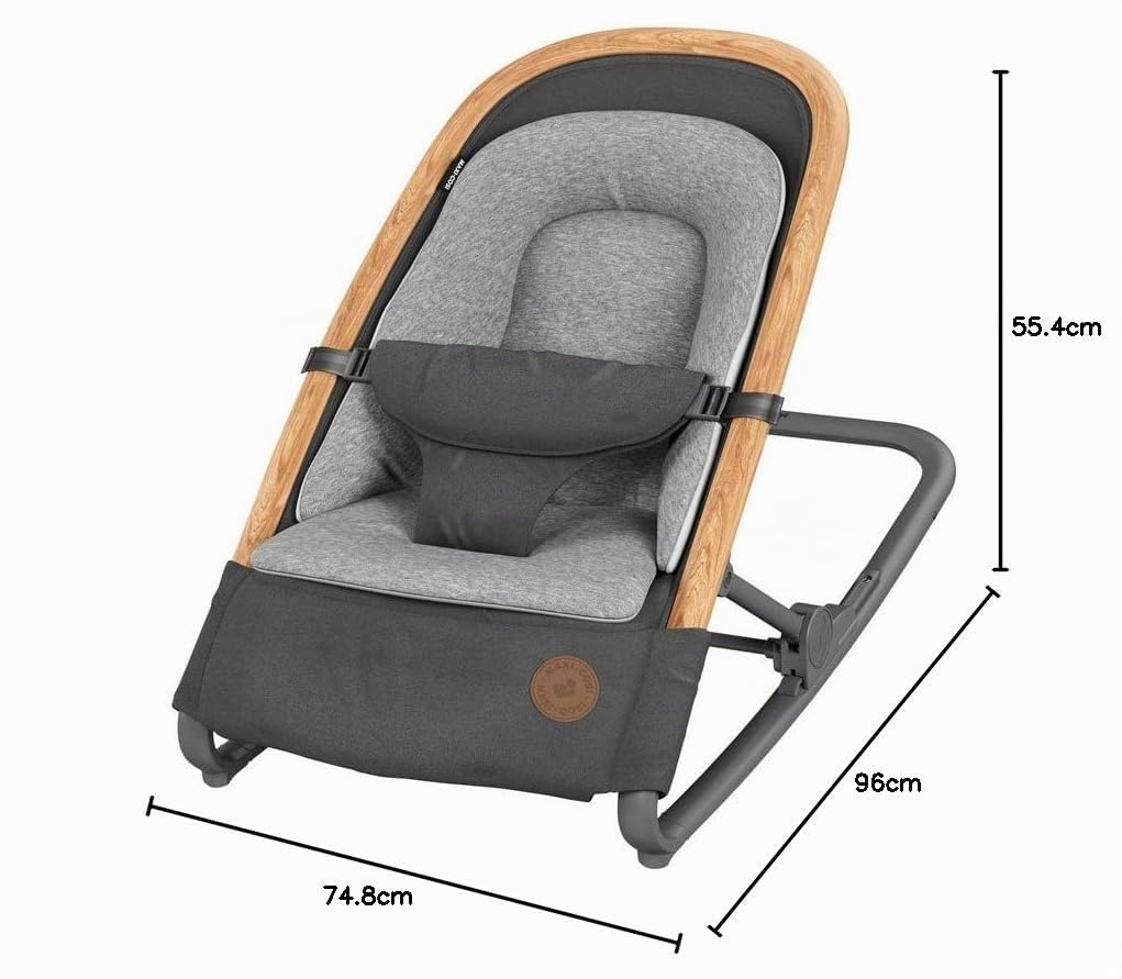 Maxi-Cosi Kori Chaise Transat Bebe 2-en-1, 0-6 Mois, jusqu'à 9 kg, Baby Bouncer, 3 Positions d'Inclinaison, Léger & Compact, Harnais Facile à Installer, Coussin Nouveau-né, Essential Graphite
