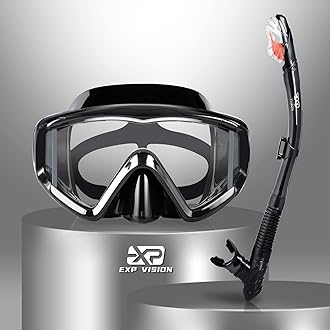 Snorkel Set Pano 3 Window Adult Snorkeling Gear, Professional Snorkel Goggles Anti-Fog Diving Mask, Anti-Leak Swim Goggles and Dry Top Snorkel for Diving, Snorkeling, Swimming