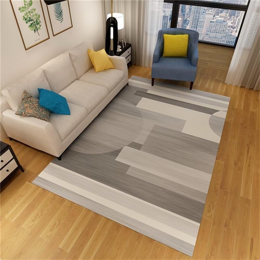 Accessoires de salle à manger : Tapis de salon gris au fini contemporain