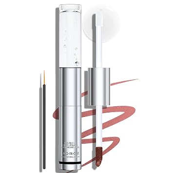 Rose Pink Lip Stain Peel Off & Lip Gloss Combo 2-in-1, Matte Lip Liner Stain Long Lasting Waterproof with Non-Stick Cup Nourishing Lip Gloss Easy to Use Highly Pigmented Color Lip Tint Makeup