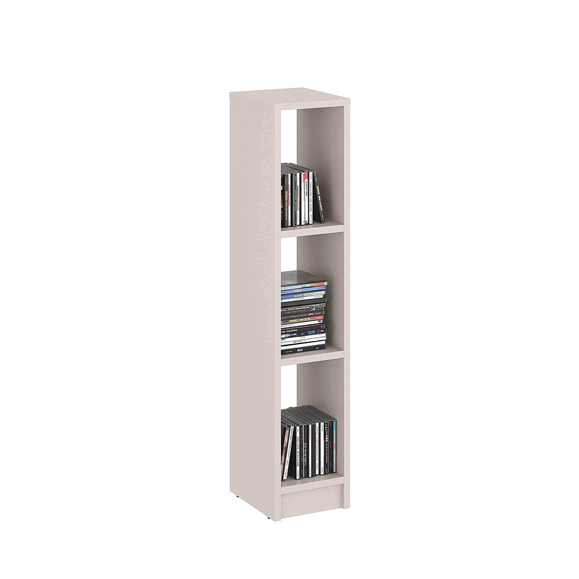Komto Bookcase Cashmere – Narrow Book Shelf 20 cm Wide, 3 Tier Bookshelf, Slim Cube Storage Unit | LAKO 96.9 x 20 x 24 cm
